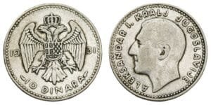 YUGOSLAVIA 10 dinara 1931 / Paris mint / Silver / VF