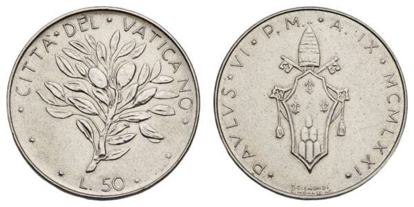 VATICAN CITY 50 lire 1971 XF