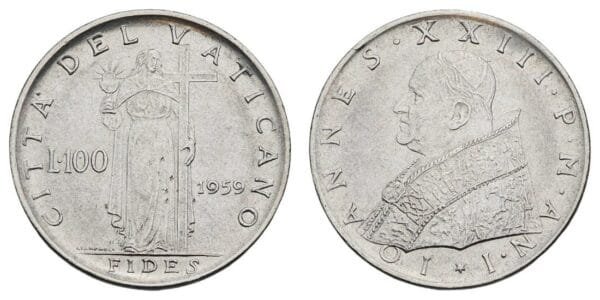 VATICAN CITY 100 lire 1959 XF