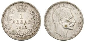 SERBIA 1 dinar 1912 / Silver / VF
