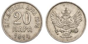 MONTENEGRO 20 para 1914 VF