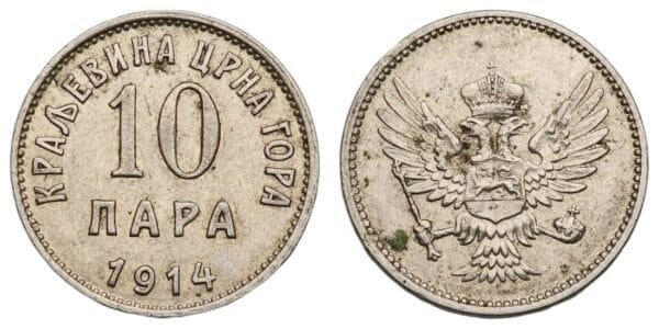 MONTENEGRO 10 para 1914 VF