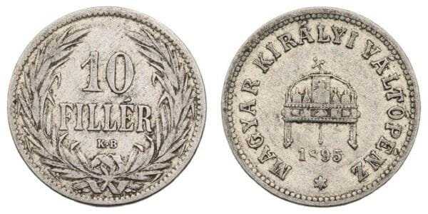 HUNGARY 10 filler 1895 / Error: Number 8 in date is partially visible / VF