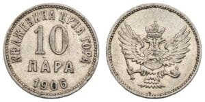 MONTENEGRO 10 para 1906 VF