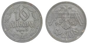 SERBIA 10 dinara 1943 / WWII issue / VF