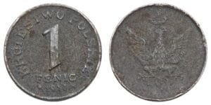 POLAND 1 fenig 1918 / WWI issue / F+