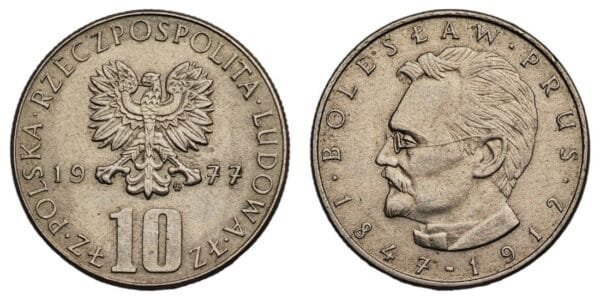 POLAND 10 zlotych 1977 / Bolesław Prus / UNC-