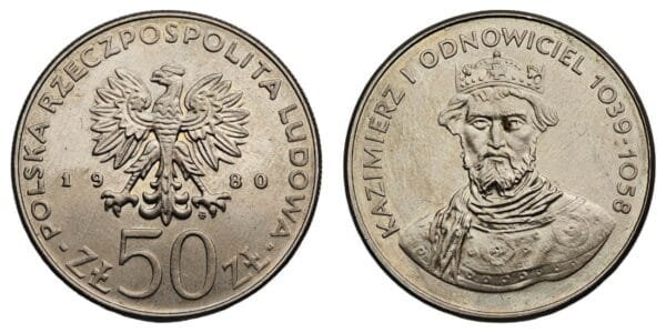 POLAND 50 zlotych 1980 / Kazimierz I Odnowiciel / UNC-