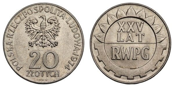POLAND 20 zlotych 1974 / 25th Anniversary of the COMECON / UNC-
