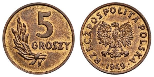 POLAND 5 groszy 1949 UNC-