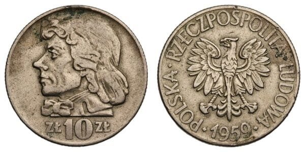 POLAND 10 zlotych 1959 VF
