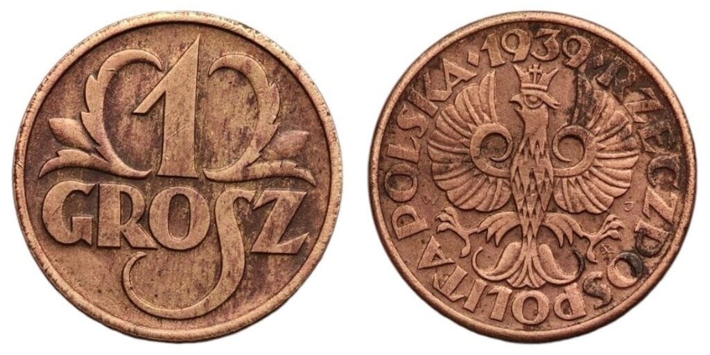 POLAND 1 grosz 1939 VF