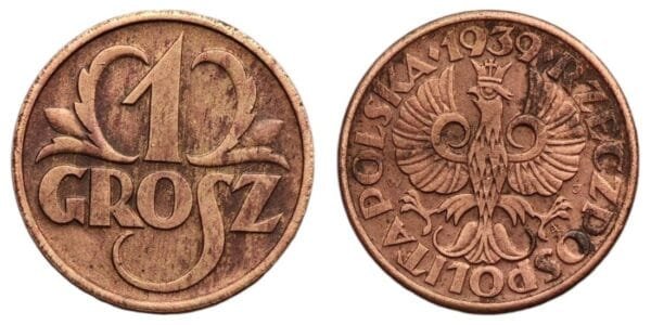 POLAND 1 grosz 1939 VF