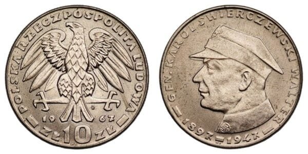 POLAND 10 zlotych 1967 / General Karol Świerczewski / UNC