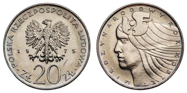 POLAND 20 zlotych 1975 / International Women's Year / UNC