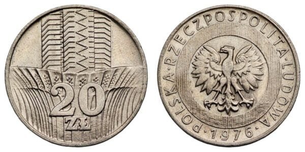 POLAND 20 zlotych 1976 UNC