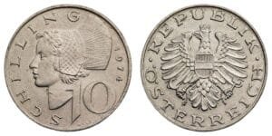 AUSTRIA 10 schilling 1974 UNC
