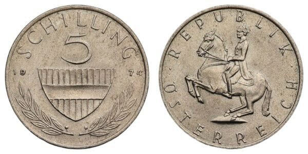 AUSTRIA 5 schilling 1974 UNC