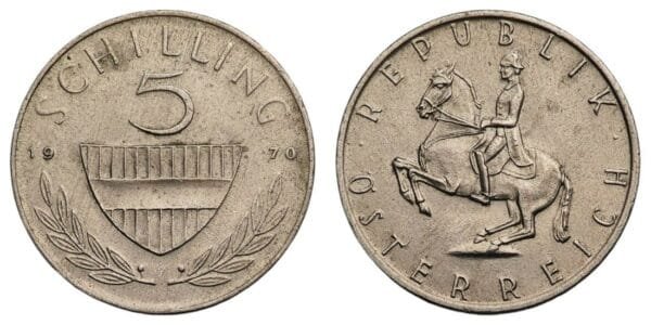 AUSTRIA 5 schilling 1970 UNC