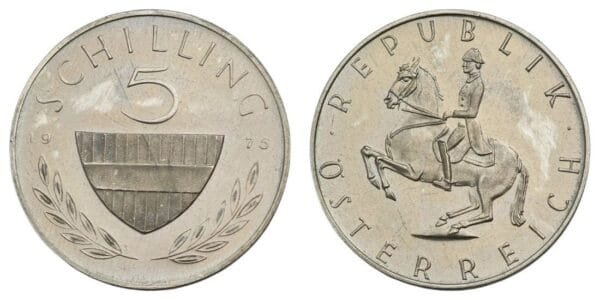 AUSTRIA 5 schilling 1975 BU