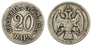 SERBIA 20 para 1883 VF-