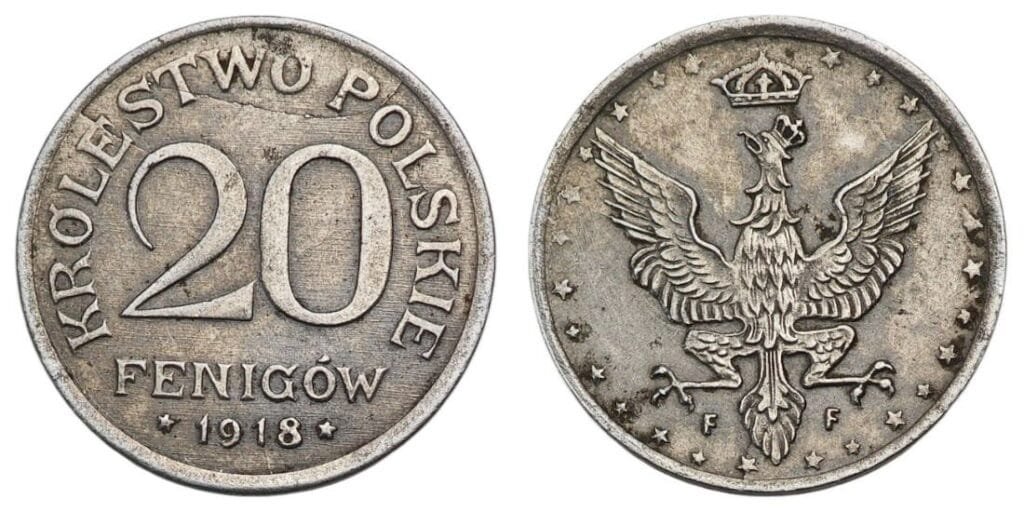 POLAND 20 fenigow 1918 / WWI issue / VF