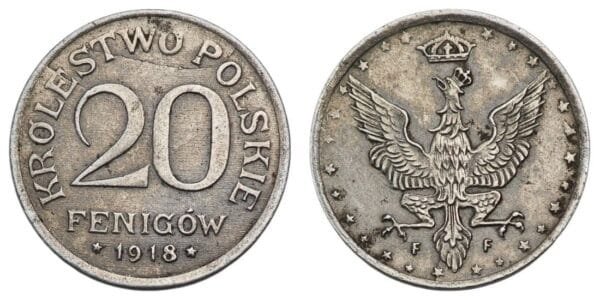 POLAND 20 fenigow 1918 / WWI issue / VF