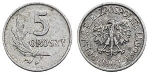POLAND 5 groszy 1963 VF