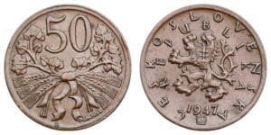 CZECHOSLOVAKIA 50 haleru 1947 XF