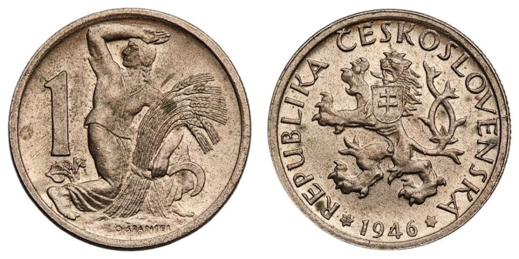 CZECHOSLOVAKIA 1 koruna 1946 XF