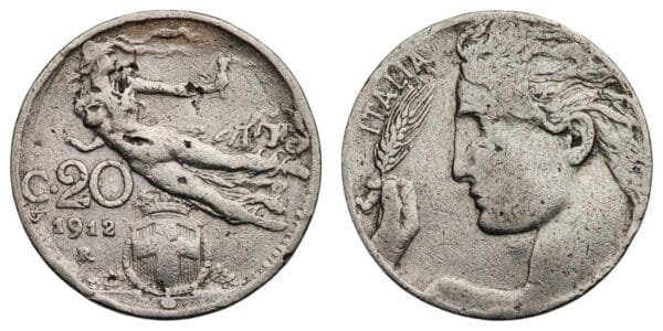 ITALY 20 centesimi 1912 VF-