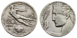 ITALY 20 centesimi 1914 VF