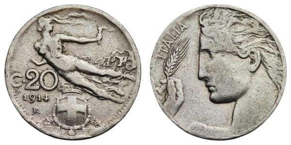 ITALY 20 centesimi 1914 VF