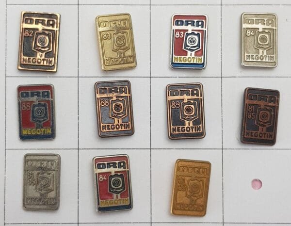 YUGOSLAVIA Serbia / Communist Youth Labour Action / ORA Negotin / lapel pins lot / 11 pcs.