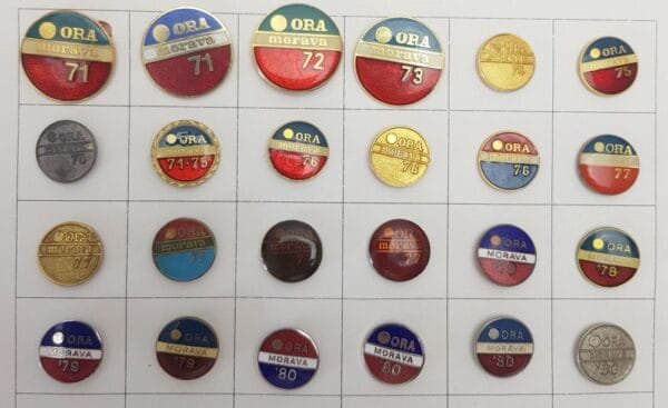 YUGOSLAVIA Serbia / Communist Youth Labour Action / ORA Morava / lapel pins lot / 24 pcs.