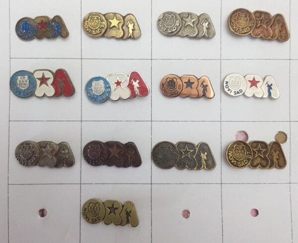 YUGOSLAVIA Serbia / Communist Youth Labour Action / ORA Novi Sad / lapel pins lot / 13 pcs.