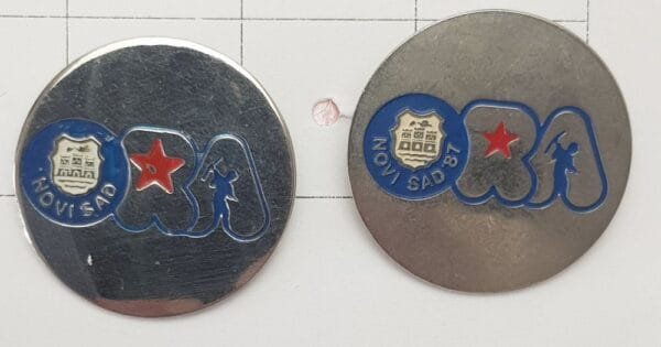 YUGOSLAVIA Serbia / Communist Youth Labour Action / ORA Novi Sad / lapel pins lot / 2 pcs.