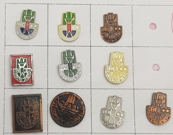 YUGOSLAVIA Serbia / Communist Youth Labour Action / ORA Borsko Jezero / lapel pins lot / 10 pcs.