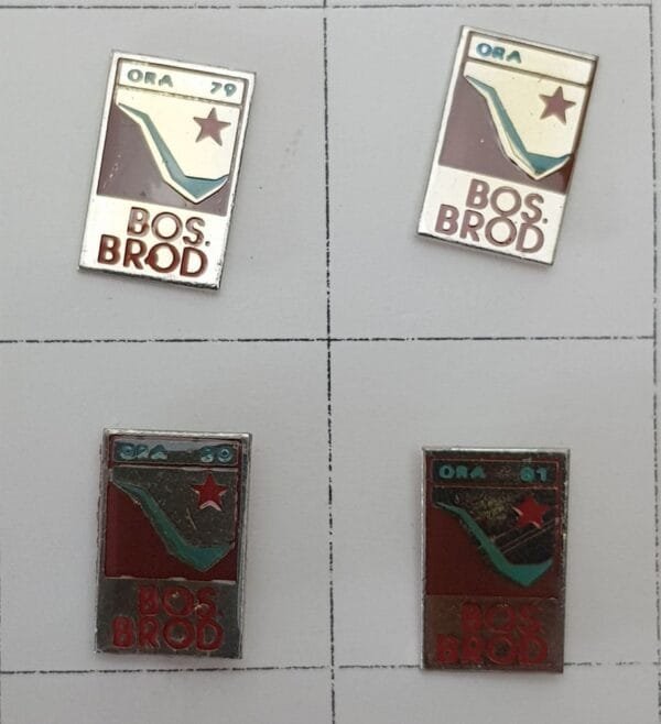 YUGOSLAVIA Bosnia & Herzegovina / Communist Youth Labour Action / ORA Bosanski Brod / lapel pins lot / 4 pcs.