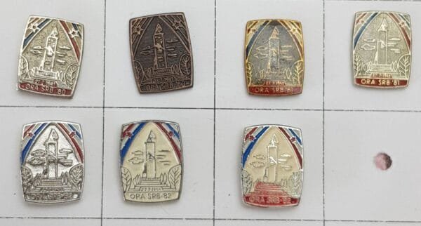 YUGOSLAVIA Croatia / Communist Youth Labour Action / ORA Srb / lapel pins lot / 7 pcs.