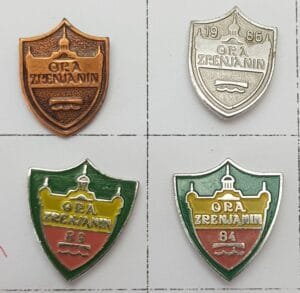 YUGOSLAVIA Serbia / Communist Youth Labour Action / ORA Zrenjanin / lapel pins lot / 4 pcs.