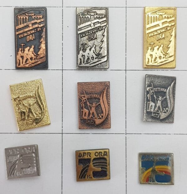 YUGOSLAVIA Communist Youth Labour Action / various lapel pins lot / 9 pcs.