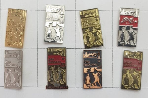 YUGOSLAVIA Serbia / Communist Youth Labour Action / ORA Beogorad / lapel pins lot / 8 pcs.