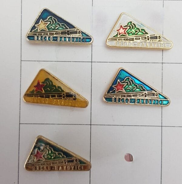 YUGOSLAVIA Bosnia & Herzegovina / Communist Youth Labour Action / Brčko - Banovići Railroad / lapel pins lot / 5 pcs.