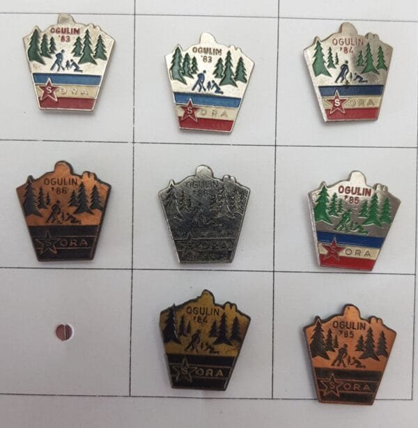 YUGOSLAVIA Croatia / Communist Youth Labour Action / ORA Ogulin / lapel pins lot / 8 pcs.