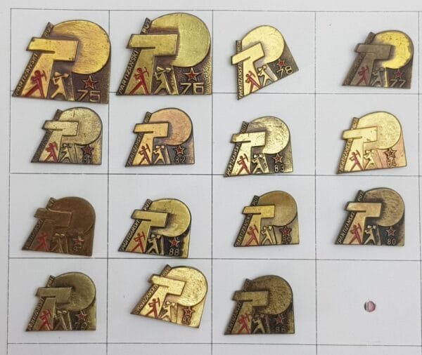 YUGOSLAVIA Communist Youth Labour Action / ORA Partizanski Put / lapel pins lot / 15 pcs.