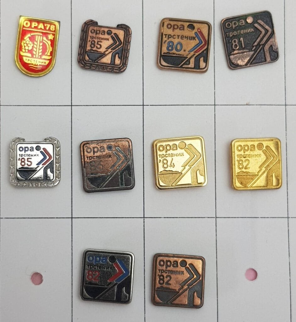 YUGOSLAVIA Serbia / Communist Youth Labour Action / ORA Trstenik / lapel pins lot / 10 pcs.