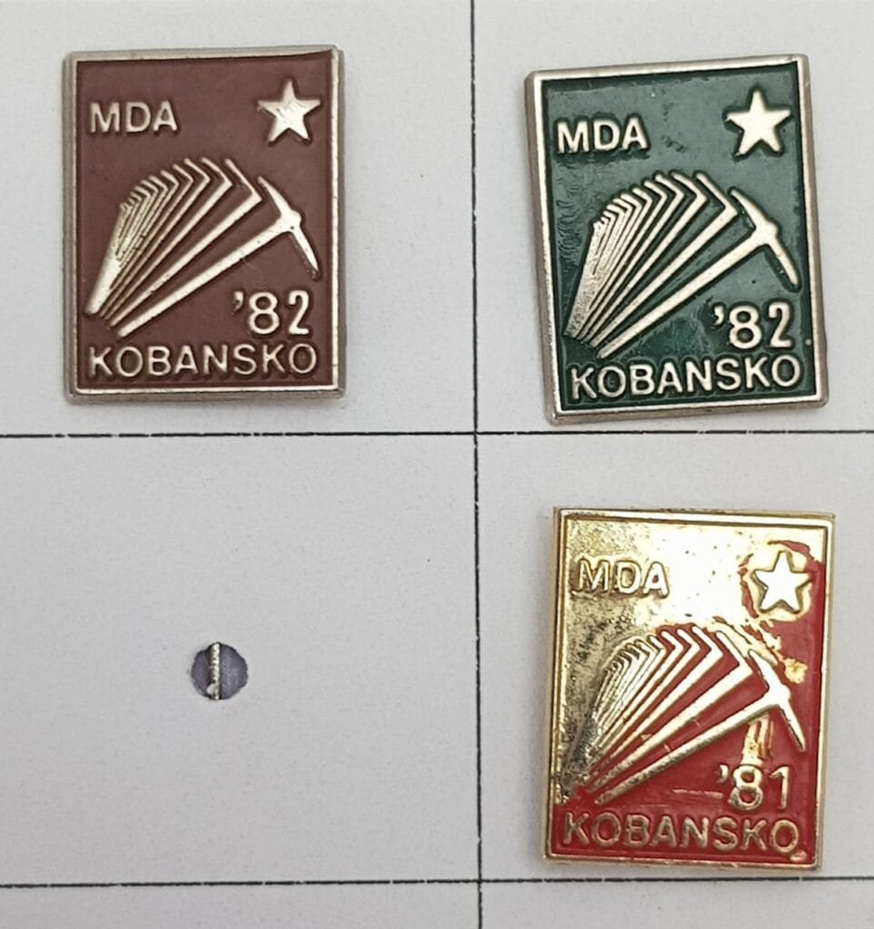 YUGOSLAVIA Slovenia / Communist Youth Labour Action / MDA Kobansko / lapel pins lot / 3 pcs.
