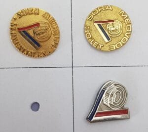 YUGOSLAVIA Slovenia / Communist Youth Labour Action / SORA Medvode / lapel pins lot / 3 pcs.