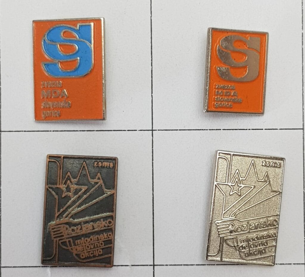 YUGOSLAVIA Slovenia / Communist Youth Labour Action / various / lapel pins lot / 4 pcs.